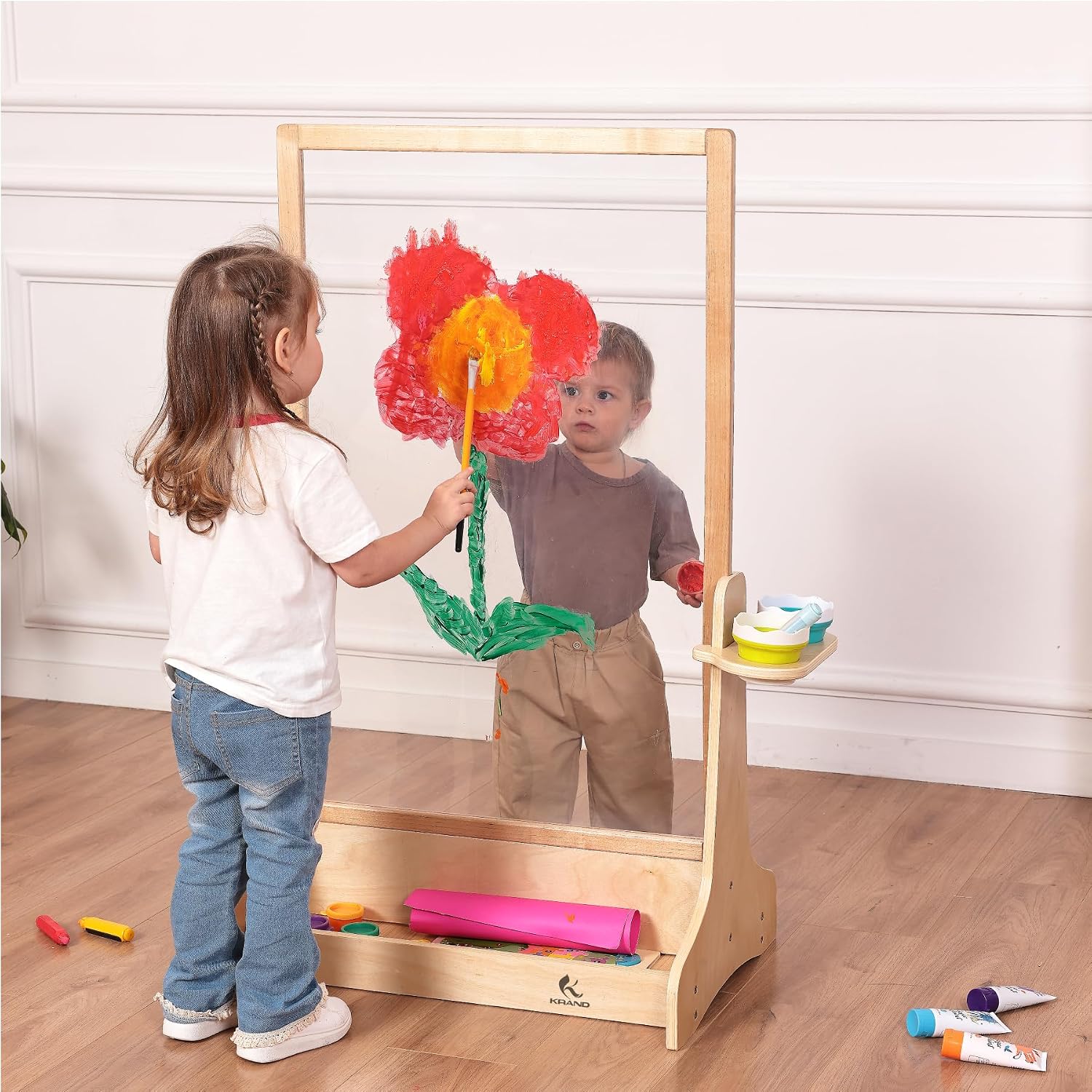 Double-Sided Plexiglass Painting Art Easel, Easy to Clean, Kids Drawing Board On Both Sides, Fun Arts and Crafts Activity for Boys and Girls Indoor and Outdoor
