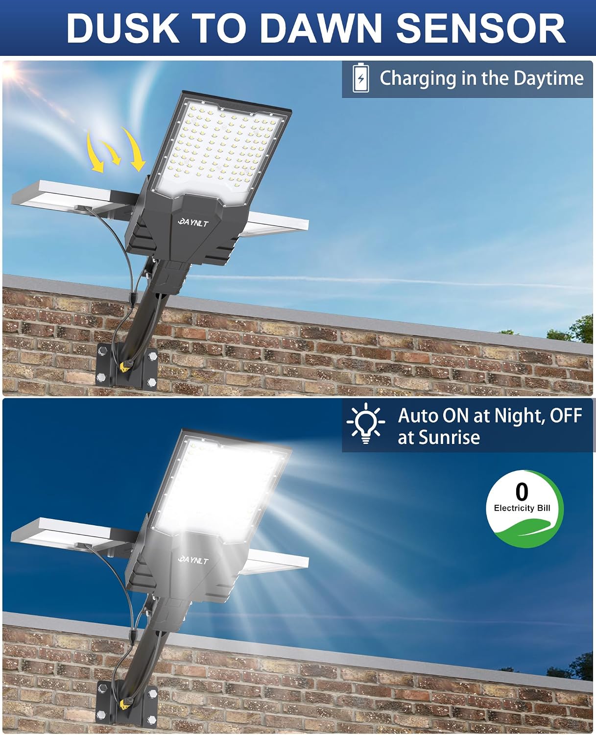 JAYNLT X-13000W Solar Street Lights Outdoor,6500K Ultra-Large Parking Lot Lights Commercial Dusk to Dawn,IP67 Industrial Grade Waterproof Solar Power Flood Security Lamps for Farm,Backyard