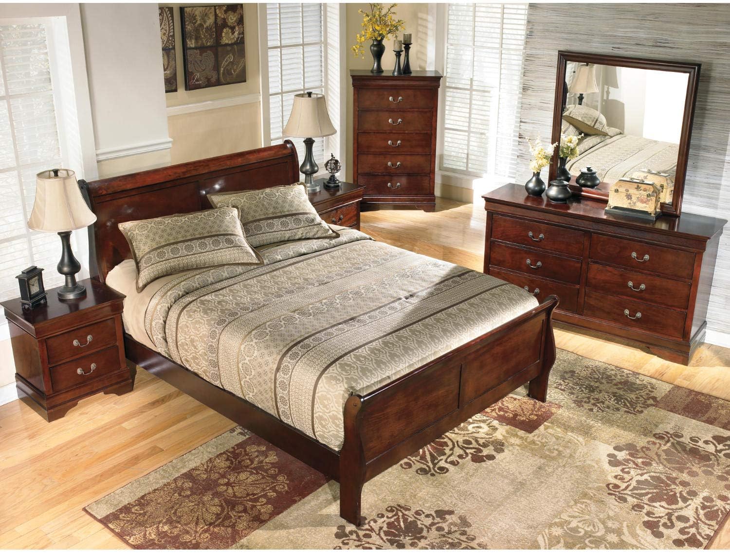Signature Design by Ashley Alisdair Traditional King/California King Sleigh Headboard & Footboard ONLY, Dark Brown