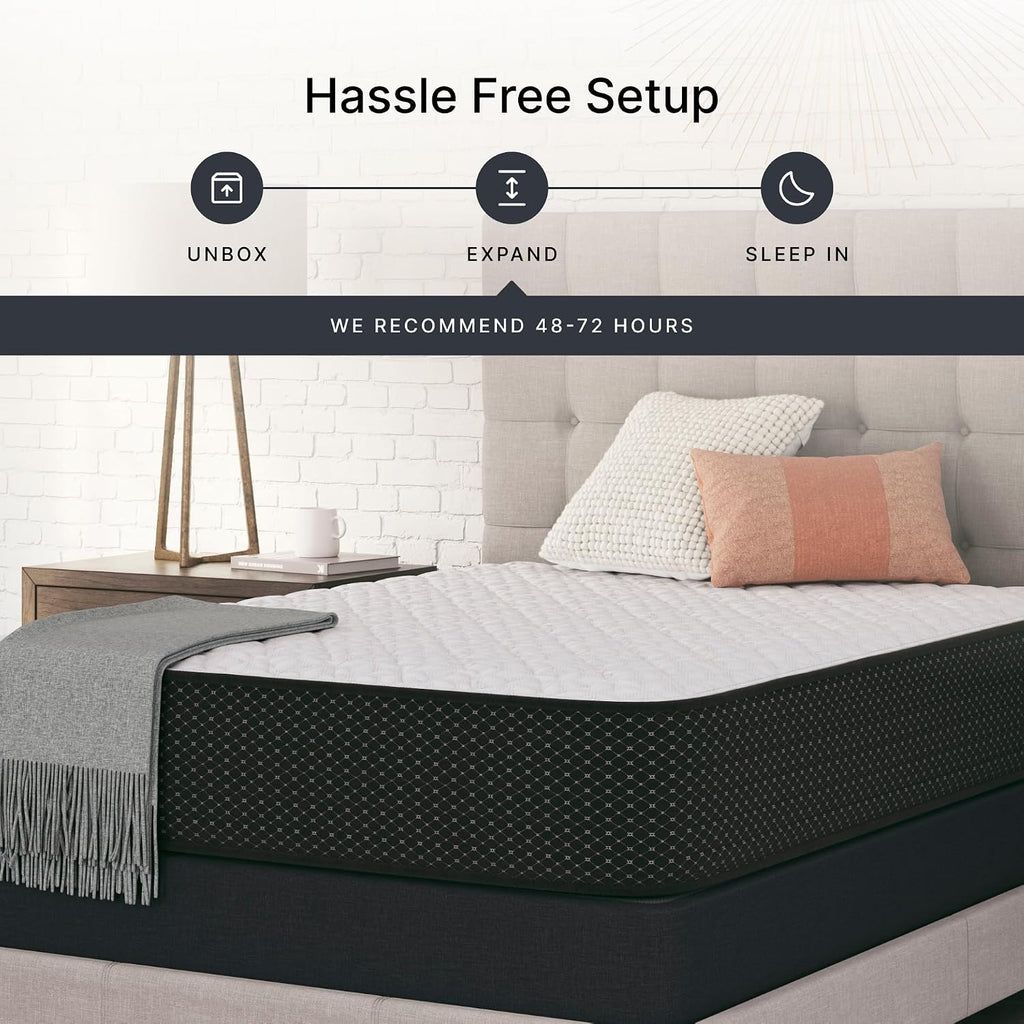 Signature Design by Ashley Firm 12 Inch Hybrid Mattress with Gel Memory Foam and Edge Support for Cool Sleep and Pressure Relief, Twin, Fiberglass-Free, Bed In A Box