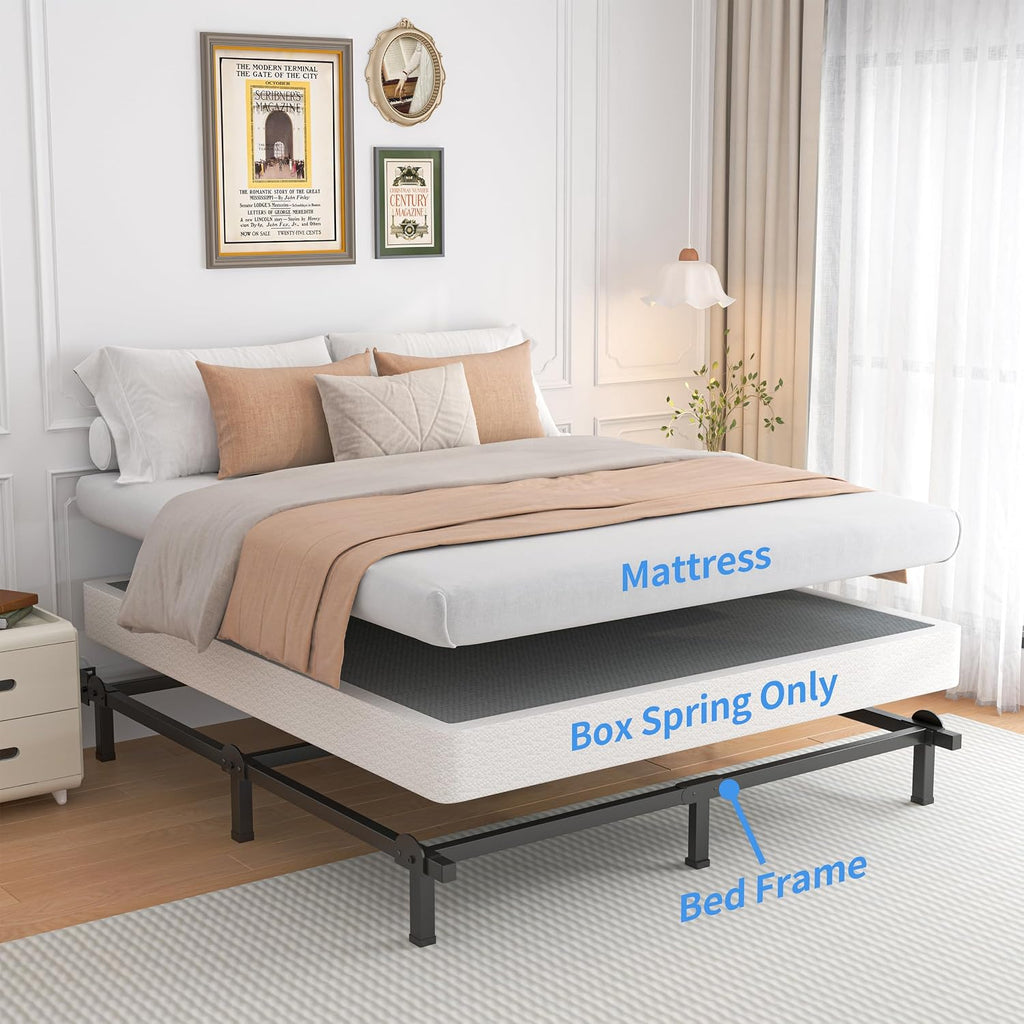 ROIL 5 Inch Full Size Box Spring, Heavy Duty Metal Low Profile Bed Base Mattress Foundation with Fabric Cover, 3500lbs Max Weight Capacity, Easy Assembly, Noise Free, Non-Slip