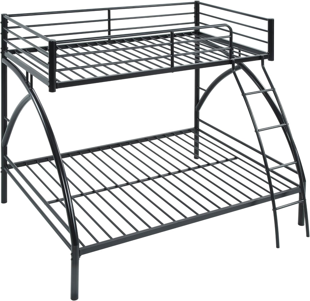 GOWE Black Metal Frame Twin/Full Bunk Bed, Youth Bed, Youth Bedroom Furniture, Easy Assembly