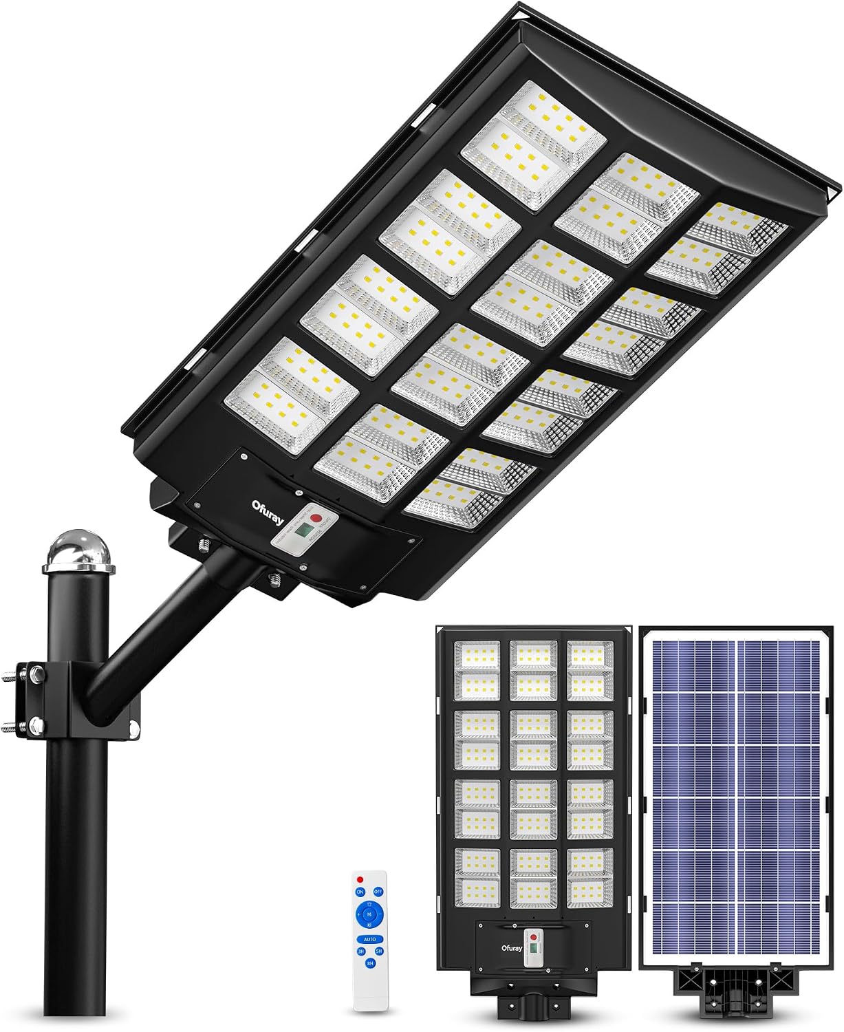 Ofuray Solar Street Lights Outdoor,Solar Security Flood Lights Parking Lot Lights Commercial Dusk to Dawn, 6500k Waterproof Led with Remote Control Motion for Street,Court,Barn (Of-5600W 560000Lm)