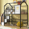 GOWE Metal Loft Bed with roof Design and a Storage Box, Twin, Black