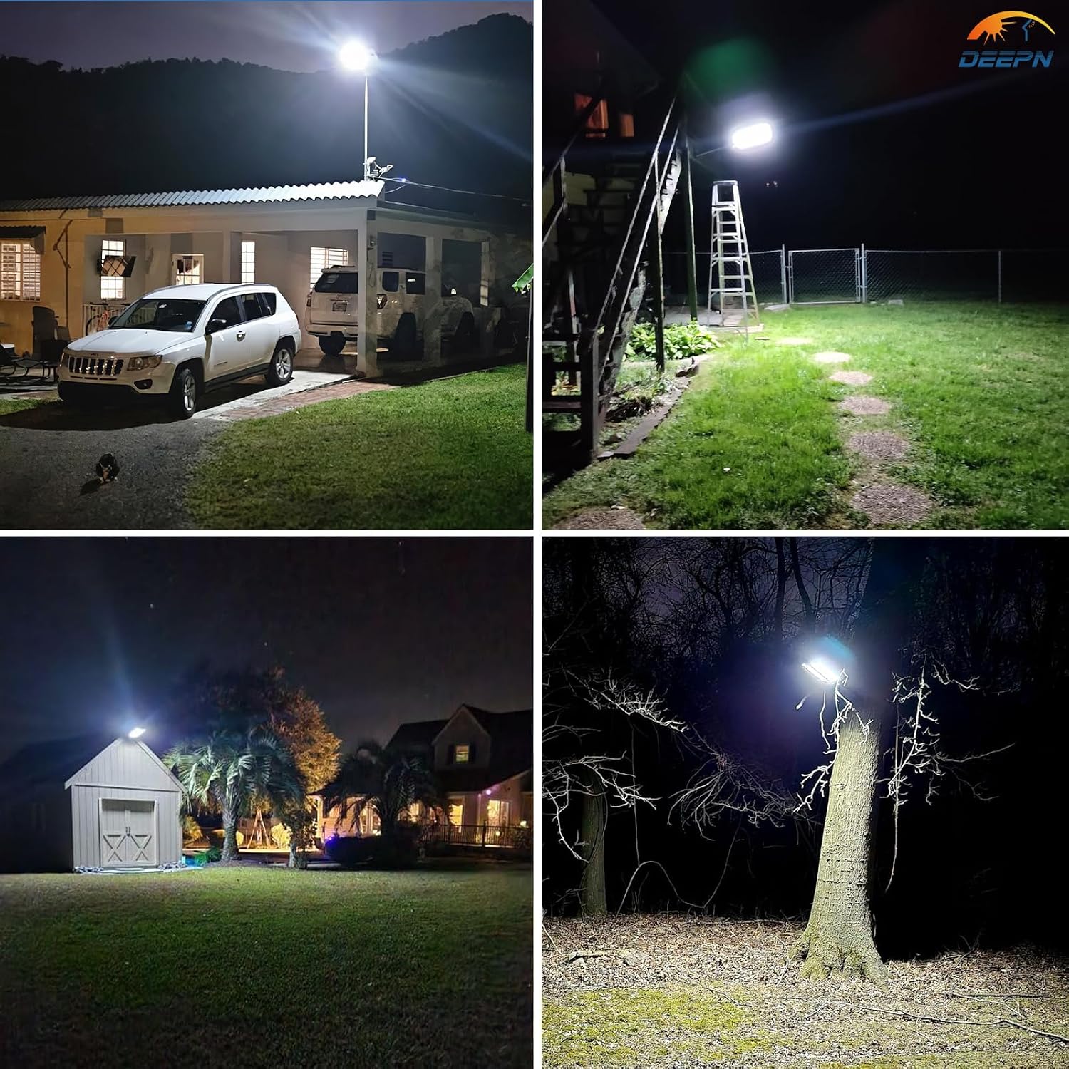 Deepn Solar Lights Outdoor, 8000w SolarStreet Lights Outdoor Waterproof Dusk toDawn LED Security Flood Light with MotionSensor and Remote Control for Pathway,Entryway & Yard, 2 Pack