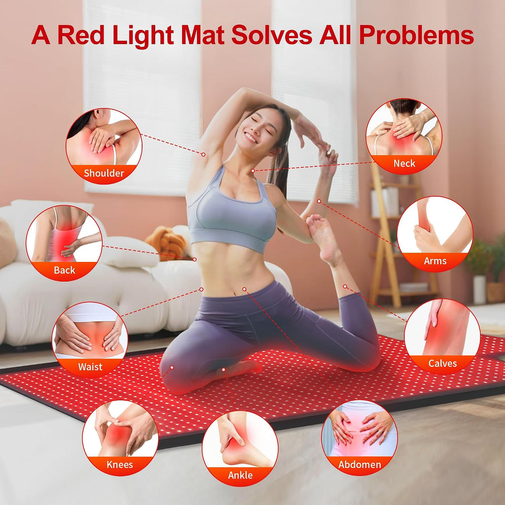 1370LEDs Dual Full Body Red Light Therapy Mat, Red Light Therapy Blanket, 2in1 LEDs(660nm& 850nm), Premium Leather, Adjustable Timer & Intensity
