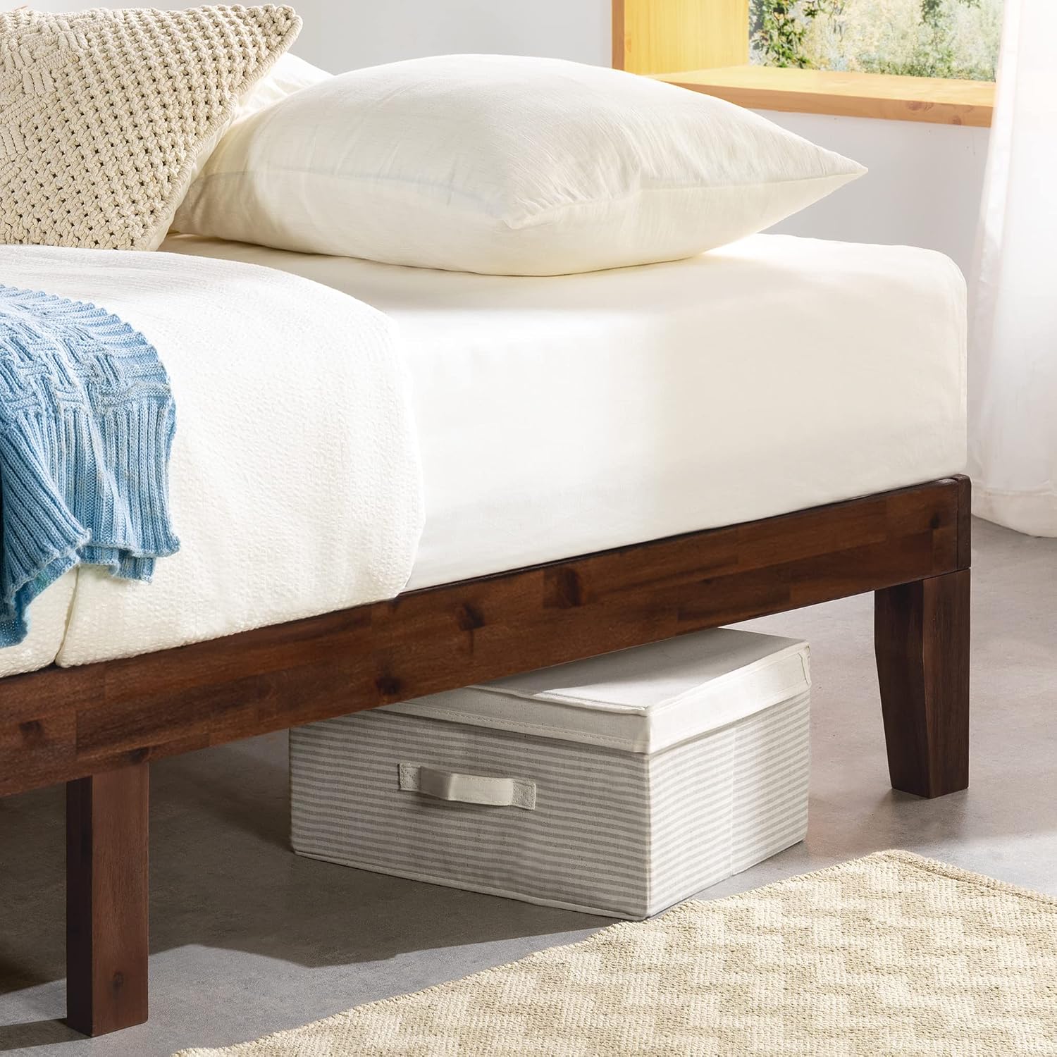 Mellow 12' Solid Wood Platform Bed Frame with Classic Wooden Slat (No Box Spring Needed), King, Espresso