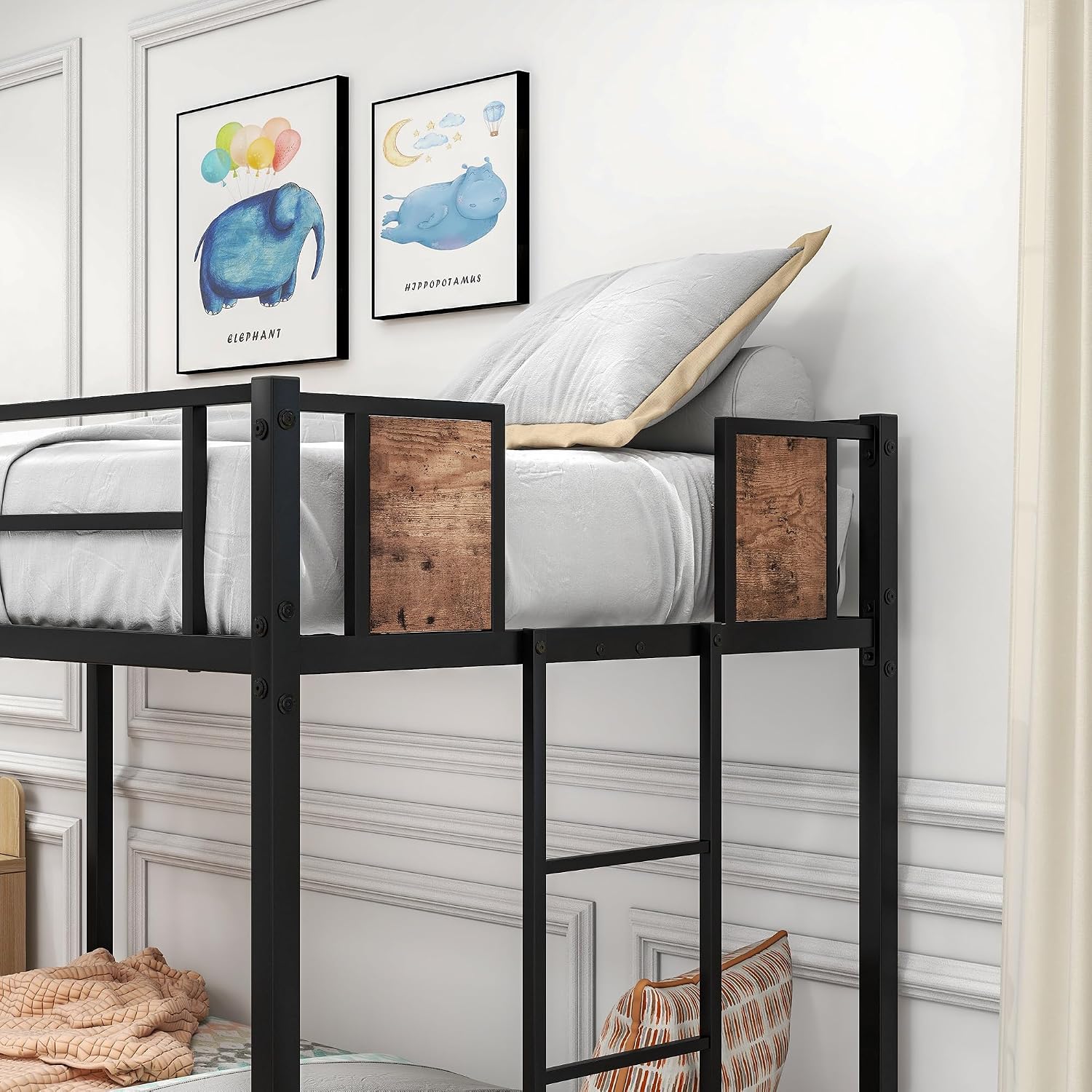 SECOLI 2024 Bedroom Furniture Twin Twin Size Bunk Bed Black