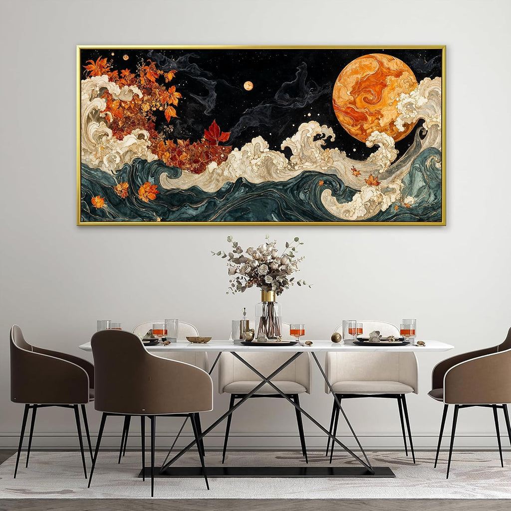 Large Wall Art For Living Room Gold Framed Wall Art Prints Boho Abstract Colorful Canvas Art Wall Decor Painting Pictures Abstract Black Wall Decor For Home Bedroom Office Ready To Hang 29' × 58'