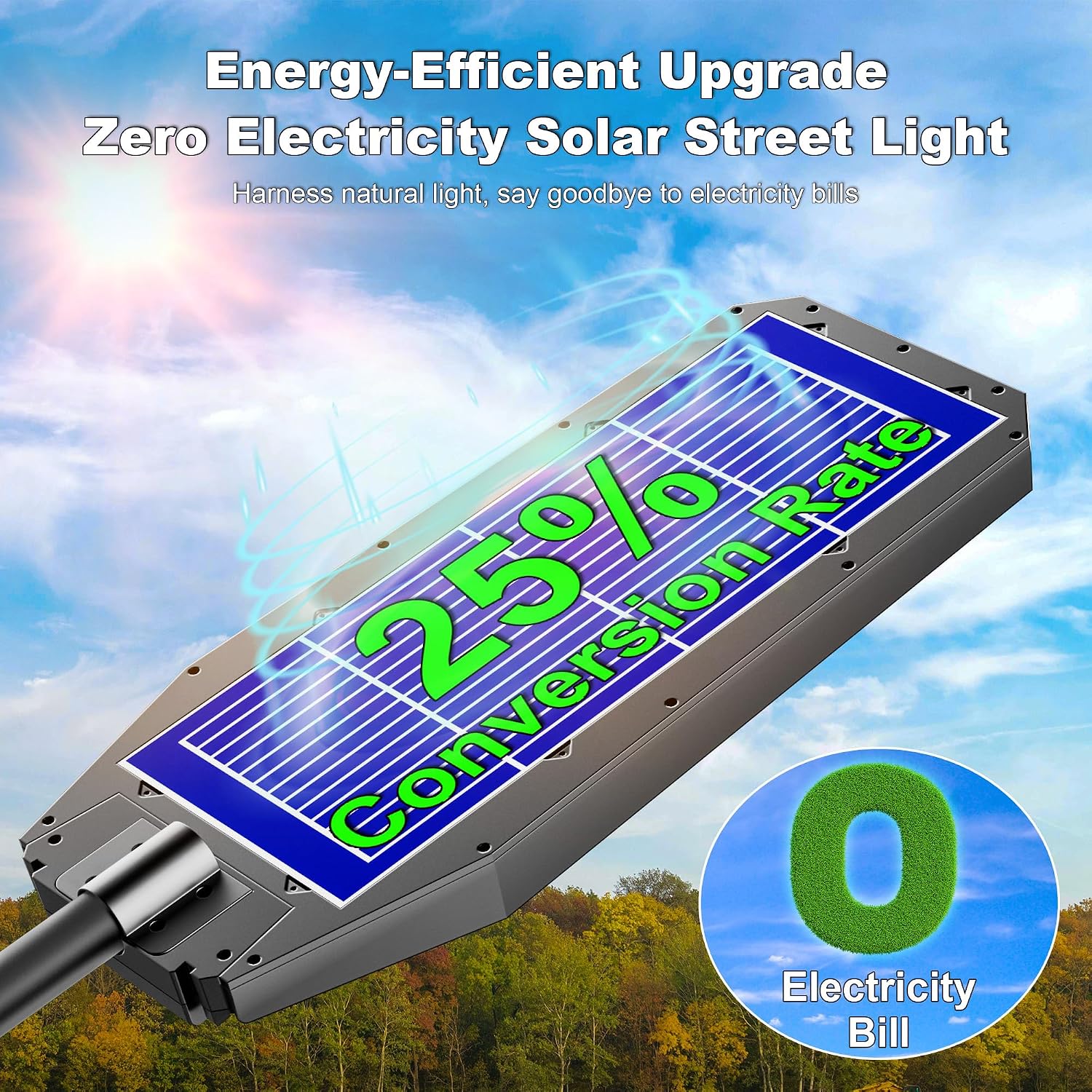 Solar Street Light 7000K 800000LM Auto On/Off Dusk to Dawn IP67 Waterproof Motion Sensor for Security & Outdoor Lighting (9000W-2Pack)
