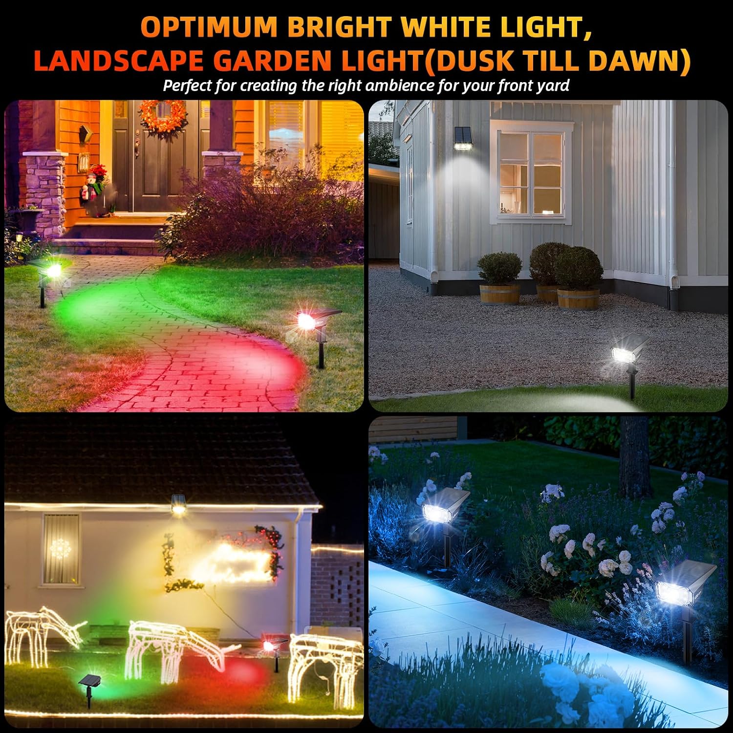 LEREKAM Solar Spot Lights Outdoor Color Changing, IP65 Garden Lights Solar Powered Waterproof with 9 Light Modes, Colored Landscape Lighting Auto On/Off, for Garden Pool Area Pond Yard, 10 Pack
