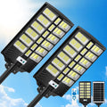 9000W Solar Street Lights Outdoor, Large Solar Powered Commercial Parking Lot Lighting Dusk to Dawn, 7000K Motion Sensor Light with Remote Control & Mounting Arm, IP67 Waterproof, for Yard, 2 Pack