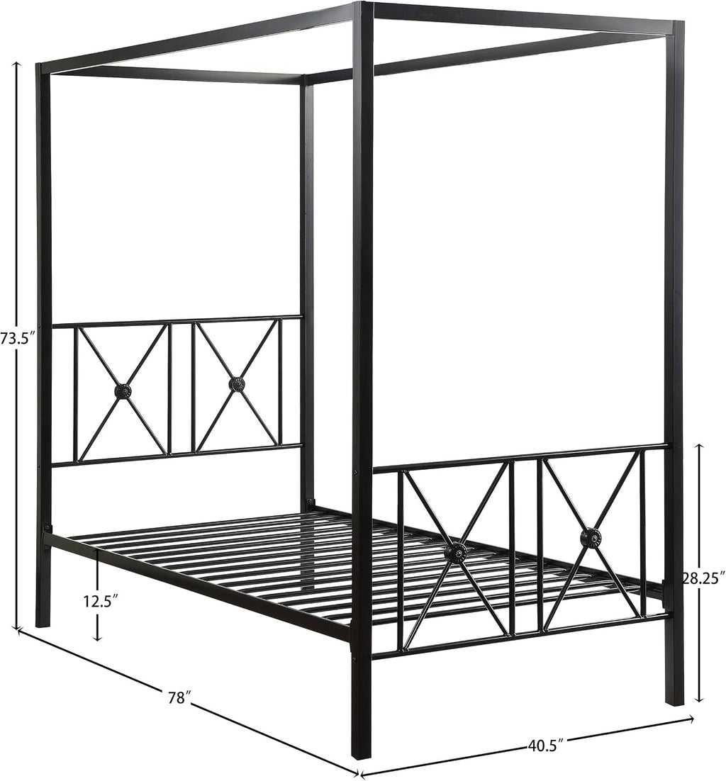 Homelegance Rapa Metal Canopy Bed, Twin, Black