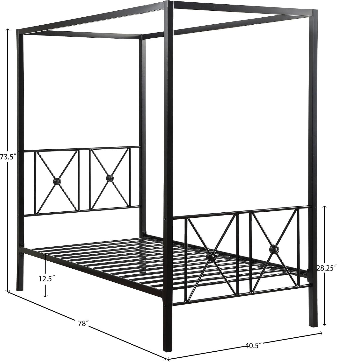 Homelegance Rapa Metal Canopy Bed, Twin, Black