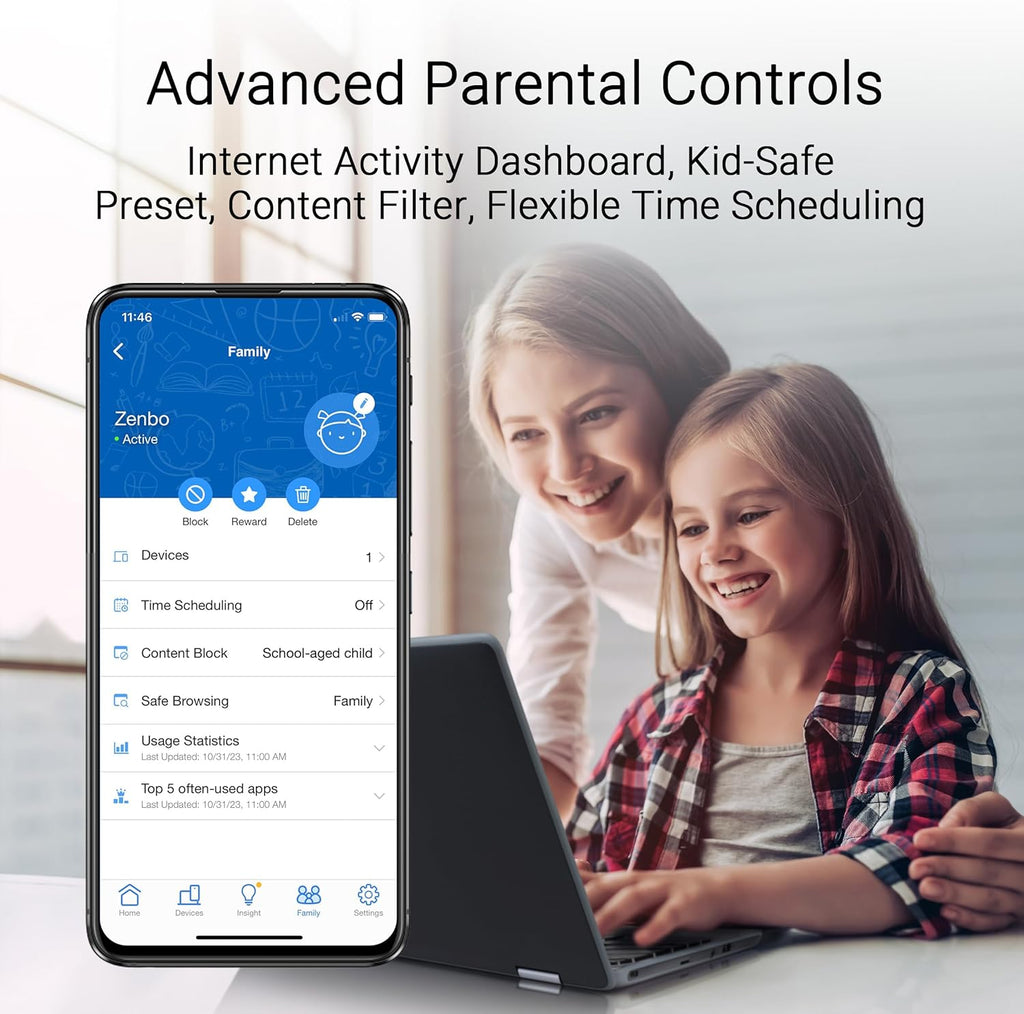 ASUS ZenWiFi BT8 Tri-Band WiFi 7 Mesh, 14 Gbps, 3000 sq.ft. (1pk), Dual 2.5G Ports, Security and Parental Controls Included, Smart Home Master SSIDs, 4G & 5G Mobile Tethering