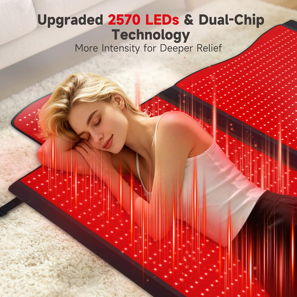 LITDUCK Body Red Light Therapy Mat, Eligible Red Light Therapy Blanket, 2in1 LEDs(660nm& 850nm), Premium Leather, Adjustable Timer & Intensity, 74.6' x 33.3' 2570 LEDs