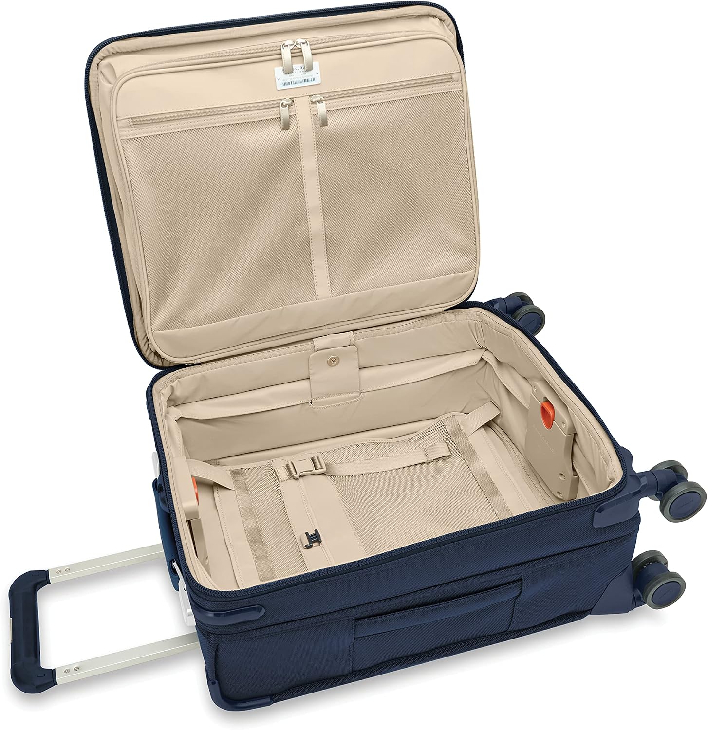 Briggs & Riley Global 21' Carry On Expandable Spinner - Luggage for International Travel, Suitcases with Wheels, Softside Rolling Bag for Men & Women, Self-Repairing Zipper - Baseline Collection, Navy