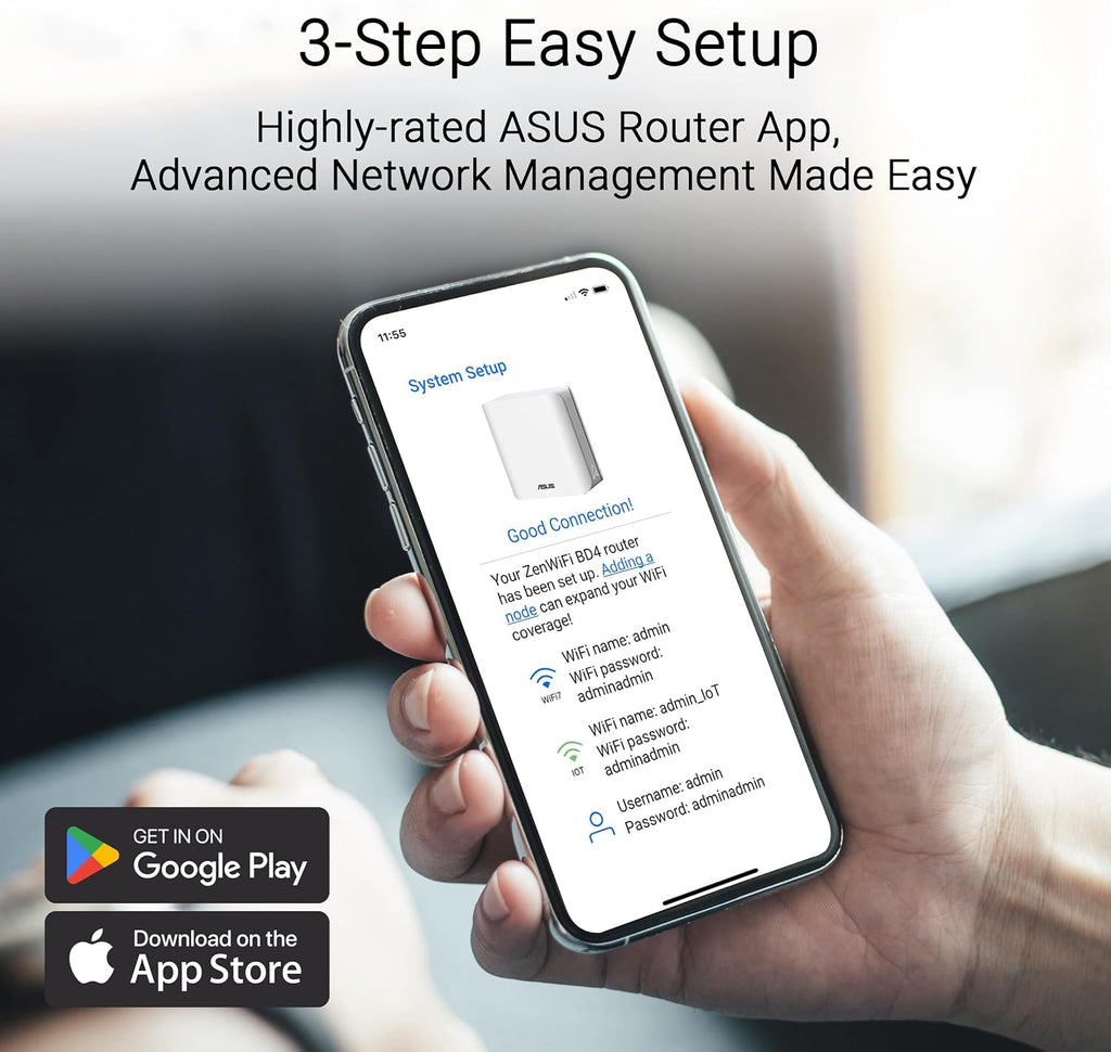 ASUS ZenWiFi BD4 (1-Pack) Dual-Band WiFi 7 Mesh, 3600 Mbps, 2450 sq. ft., Dual 2.5G Ports, Security and Parental Controls Included, Smart Home Master SSIDs
