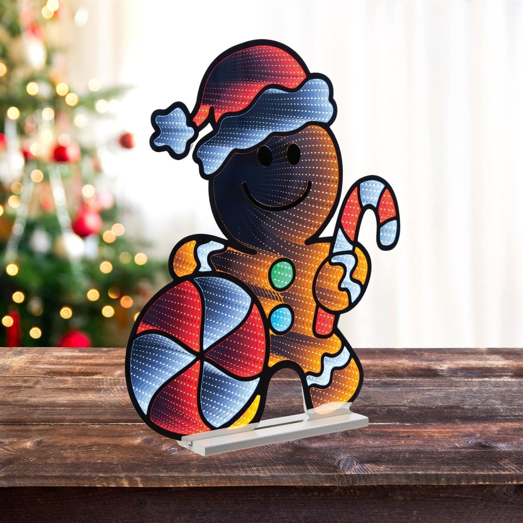 Melrose Gingerbread Man Ekkolight Infinity Light, 29.5-Inch, Acrylic
