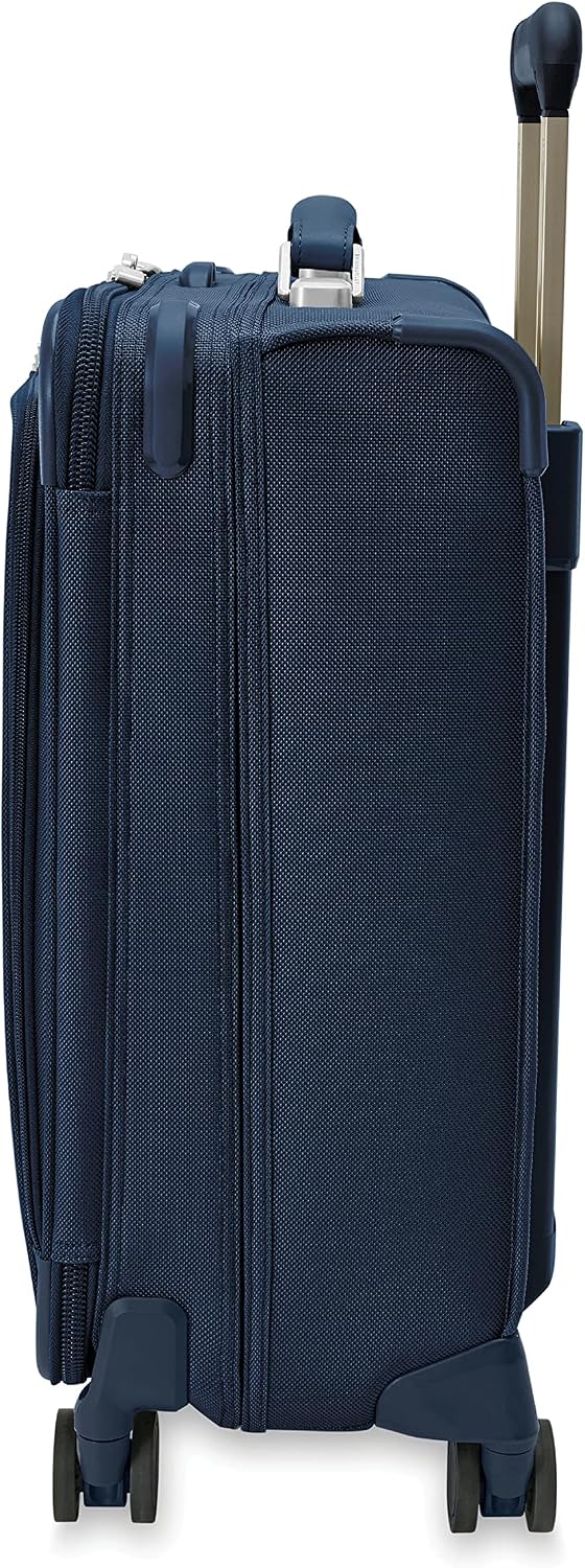 Briggs & Riley Global 21' Carry On Expandable Spinner - Luggage for International Travel, Suitcases with Wheels, Softside Rolling Bag for Men & Women, Self-Repairing Zipper - Baseline Collection, Navy