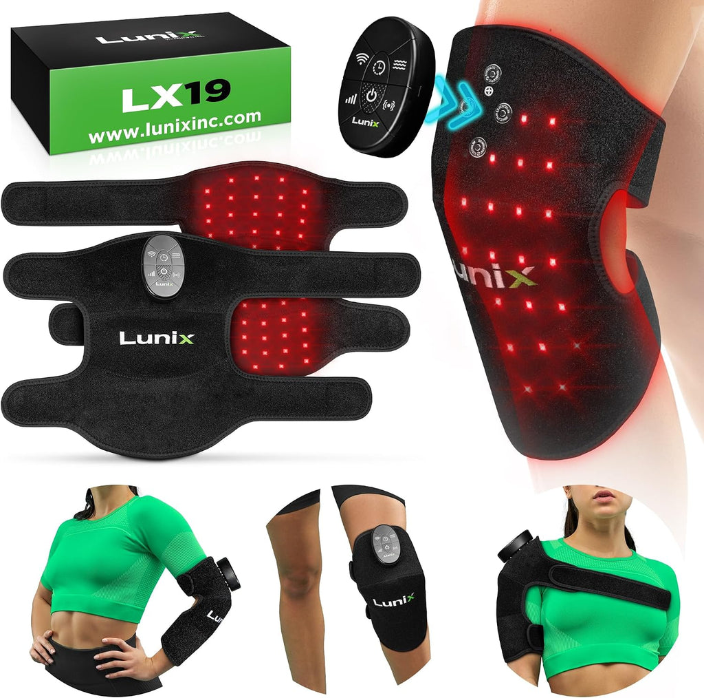 Lunix LX19 Red Light Therapy for Knee, Elbow and Shoulder, Triple Chips LED 850 and 660nm, Infrared Therapy for Circulation & Joint Support, Rechargeable, Adjustable Intensity