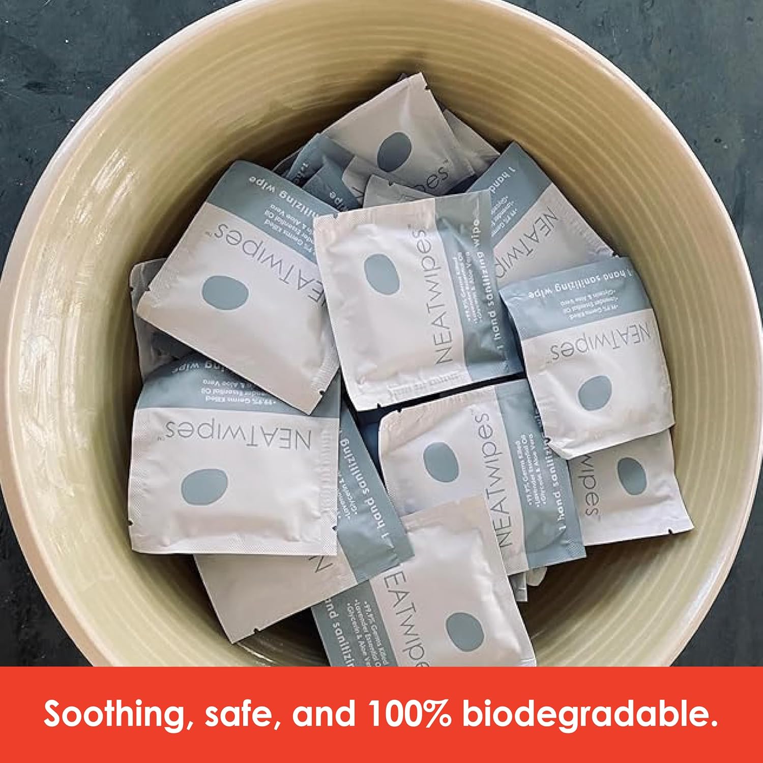 NEATwipes Hand Sanitizing Wipes | Travel Essentials | Disposable Wet Wipe & Planet Friendly | Lavender Essential Oil & Soothing Aloe | 10 Pouches of 24 Individually Wrapped Wipes