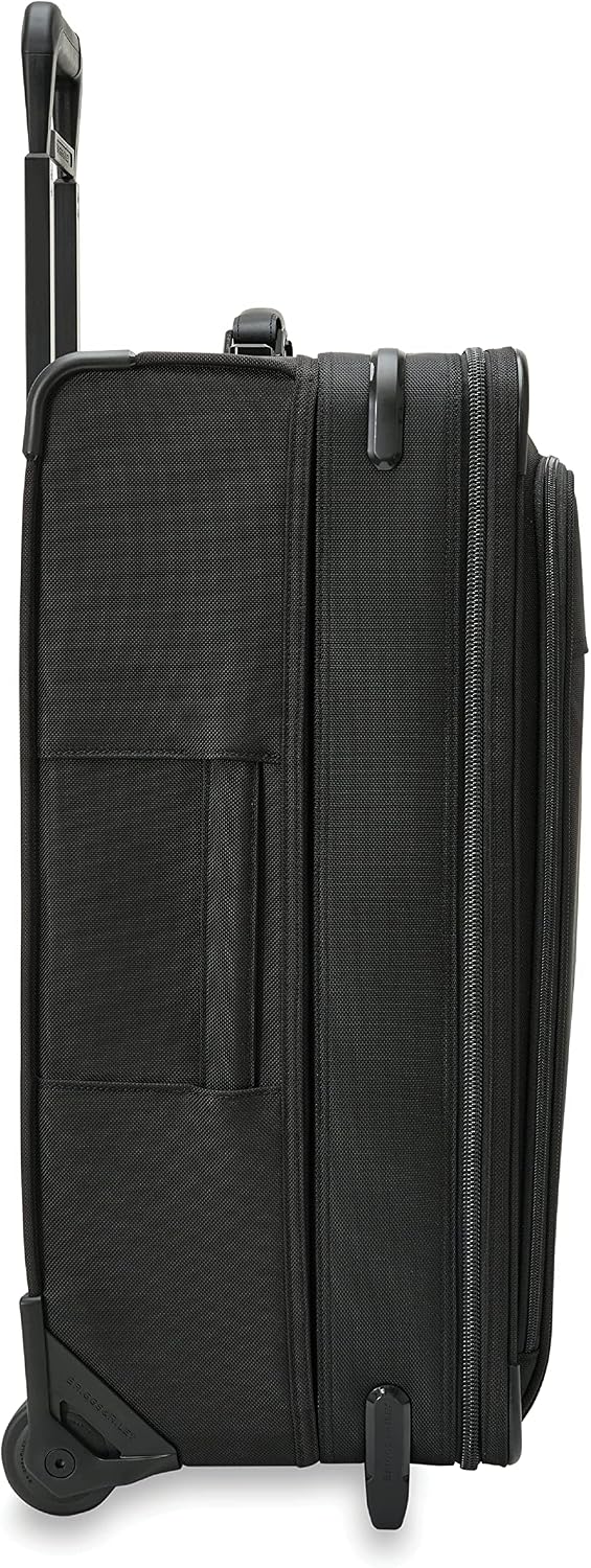 Briggs & Riley 26' Medium Expandable Upright - Checked Luggage for Travel, Suitcases with Wheels, Softside Rolling Bag for Men & Women, Self-Repairing Zipper - Baseline Collection, Black