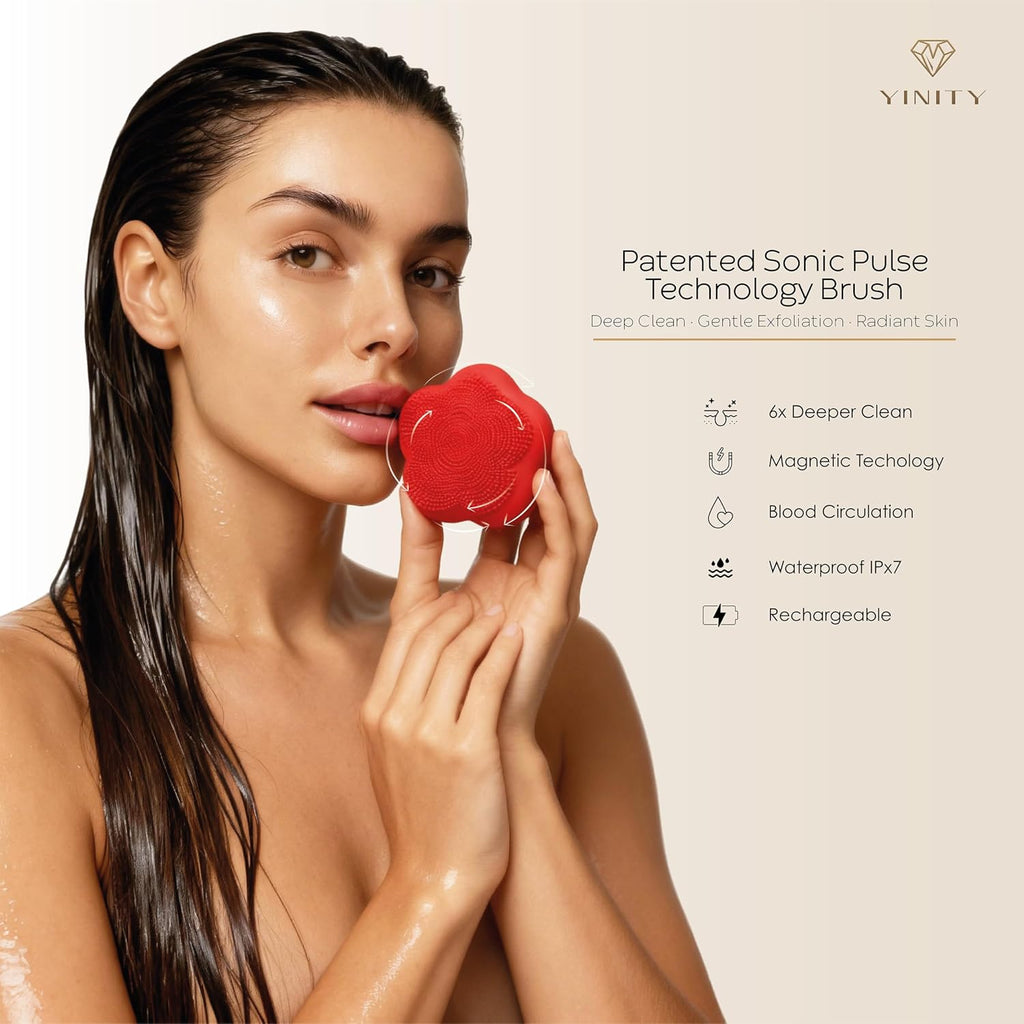 5-Step Korean Anti-Aging Skincare Set + Sonic Brush | Retinol, Vitamin C, Collagen, Snail Mucin | Birthday Gift for Women | Complete Facial Routine System