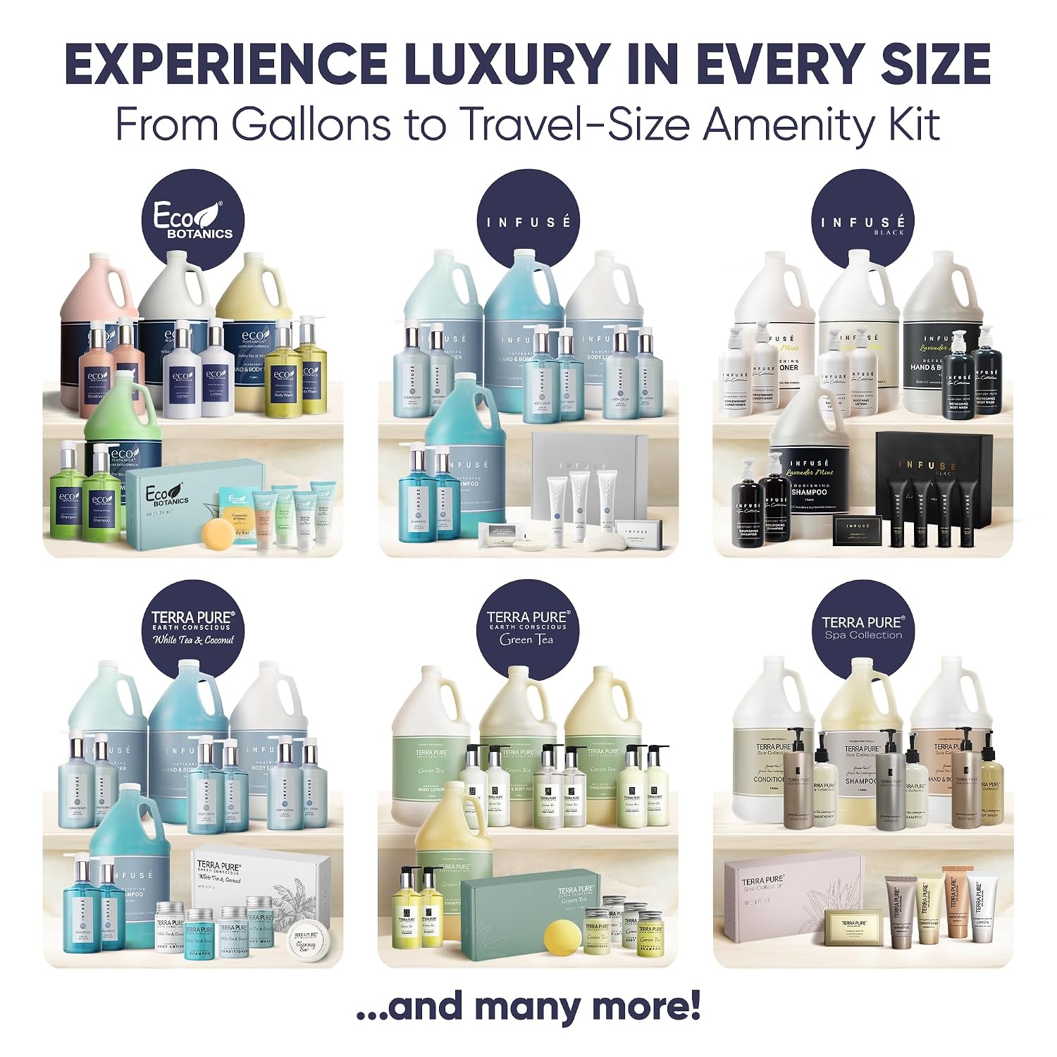 Terra Pure Eco Botanics Amenity & Accessory Kit | 0.85 oz Travel Size Shampoo, Conditioner, Lotion, Body Wash, Soap Bar, Shave & Dental Sets, Make-Up Remover Wipes, & Vanity Kit | 60 sets per case