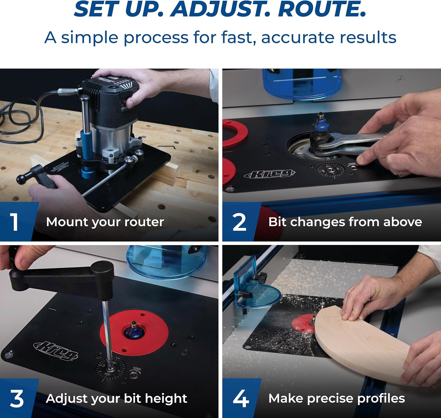 Kreg PRS5000 Precision Router Lift - Router Table Lift System - Durable Router Plate Insert - Router Table Plate Insert - For Quick, Accurate, Reliable & Repeatable Setups