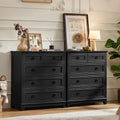 Joaxswe Farmhouse 5 Drawer Dresser for Bedroom Set of 2, 33.2' Tall Small Dressers & Chest of Drawers, Rustic Wood Dresser with Metal Handle, Storage Organizer Closet for Living Room, Hallway,Entryway