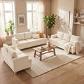 Fiona's magic 8 Seats Couch Set, 3 Piece Set Comfy Sofa, 3 Seater*2 & Loveseat Sofa with Deep Seats for Living Room, Modern Sleeper Couch, White Corduroy