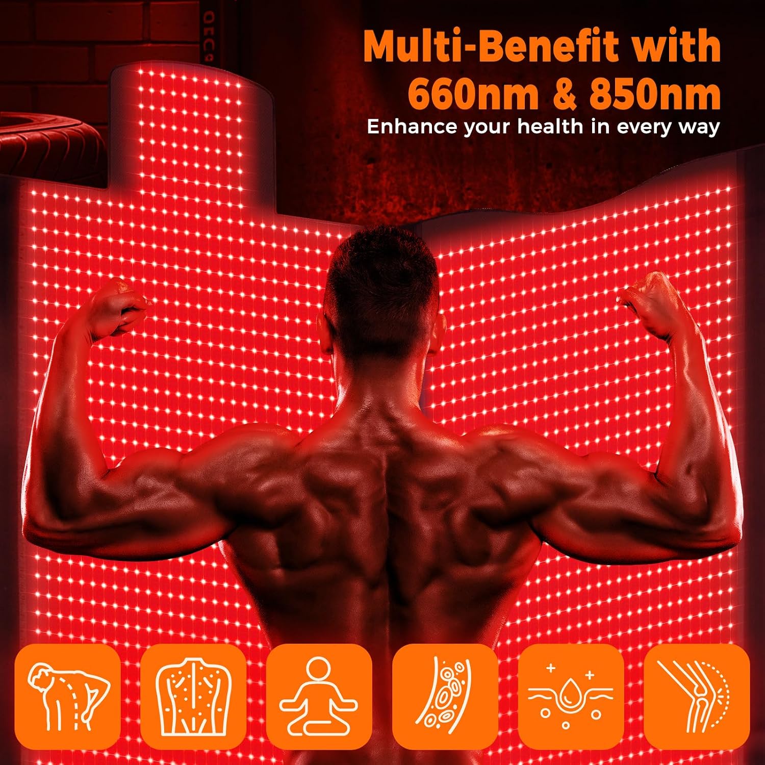 LITDUCK Body Red Light Therapy Mat, Eligible Red Light Therapy Blanket, 2in1 LEDs(660nm& 850nm), Premium Leather, Adjustable Timer & Intensity, 74.6' x 33.3' 2570 LEDs