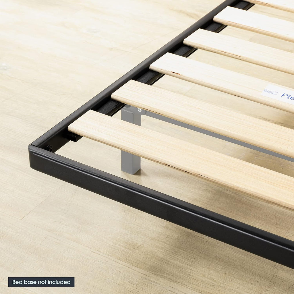 Mellow 1.6 Inch Metal Bunkie Board Mattress Support with Wood Slats for Bed Frames, Box Spring or Bed Slat Replacement, Easy Assembly, King, Black