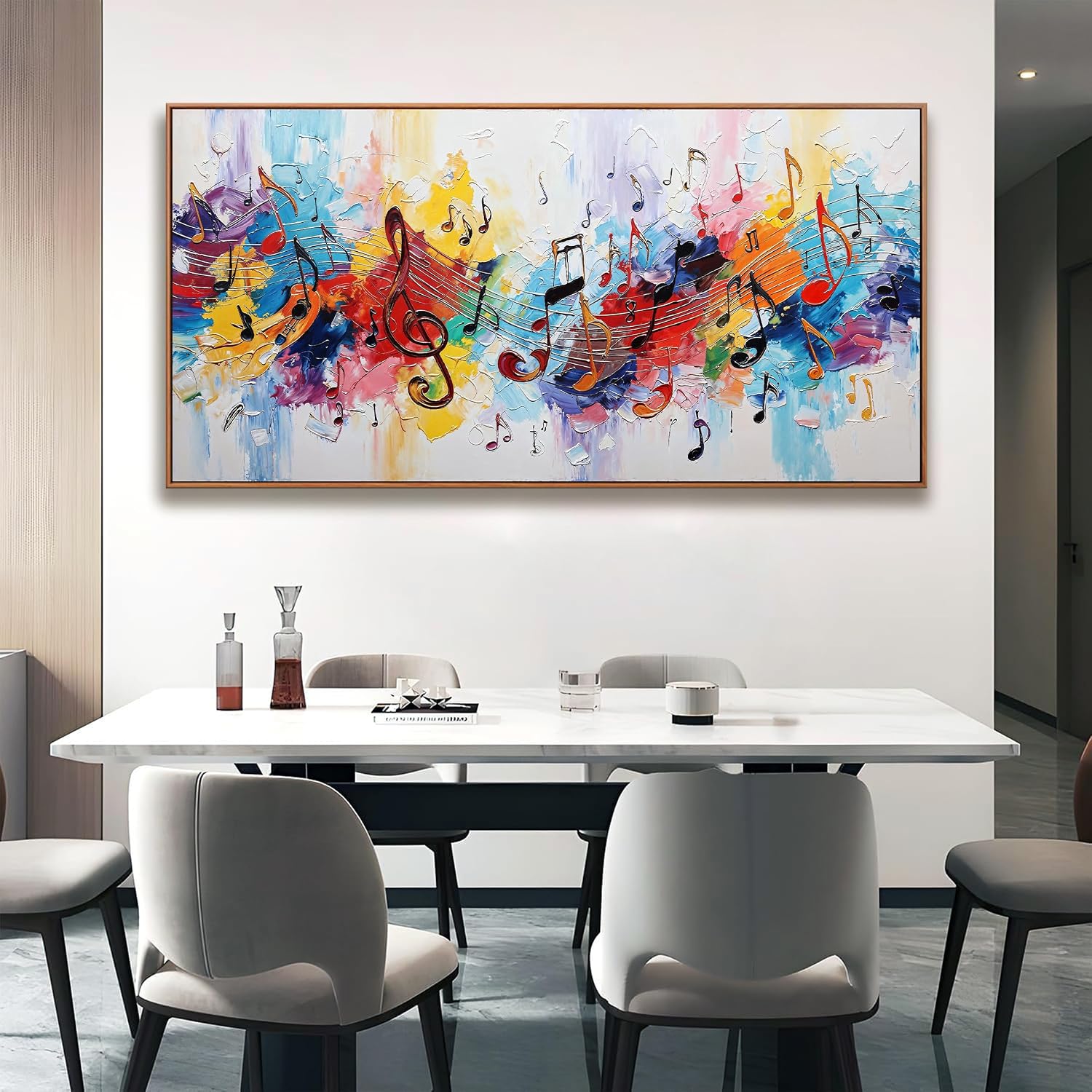 Large Abstract Wall Art For Living Room Colorful Musical Note Canvas Art Wall Decor Print Abstract Art Painting Print For Home Bedroom Decor Hotel Artwork 29 X 58 Inch With Framed