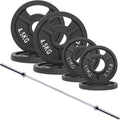 Signature Fitness 2-Inch Cast Iron Barbell Set, Including Multiple LBS Weight Plates and 6FT Barbell Set, Multiple