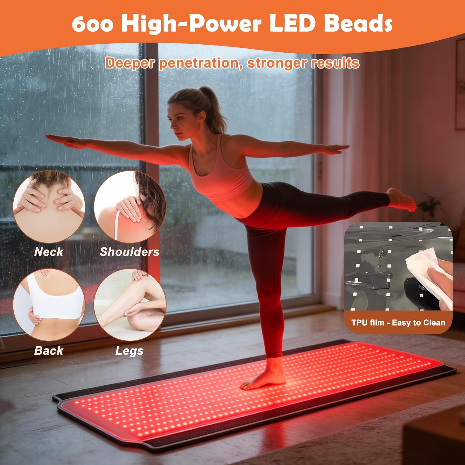 Full Body Red Light Therapy Mat, 59.1'*25.6' Whole Red Light Therapy Pad for Body with 660nm & 850nm, 600 LEDs redlight Blanket with Adjustable Timer & Intensity, Gifts for Women, Men, and Pets