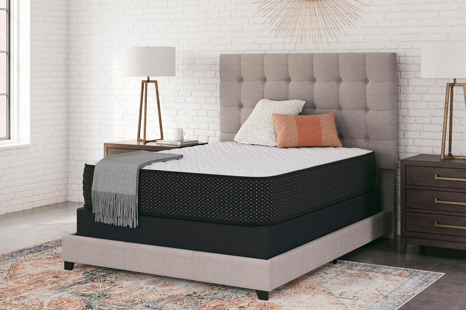 Signature Design by Ashley Queen Firm 12 Inch Hybrid Mattress with Gel Memory Foam and Edge Support for Cool Sleep and Pressure Relief, Queen, Fiberglass-Free, Bed In A Box