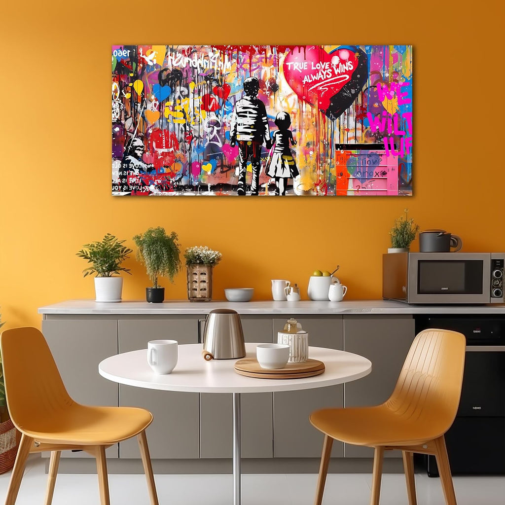 Graffiti Canvas Wall Art For Living Room Large Colorful Wall Art For Office Banksy Wall Decor Teen Bedroom Size 29 x 58 Inch