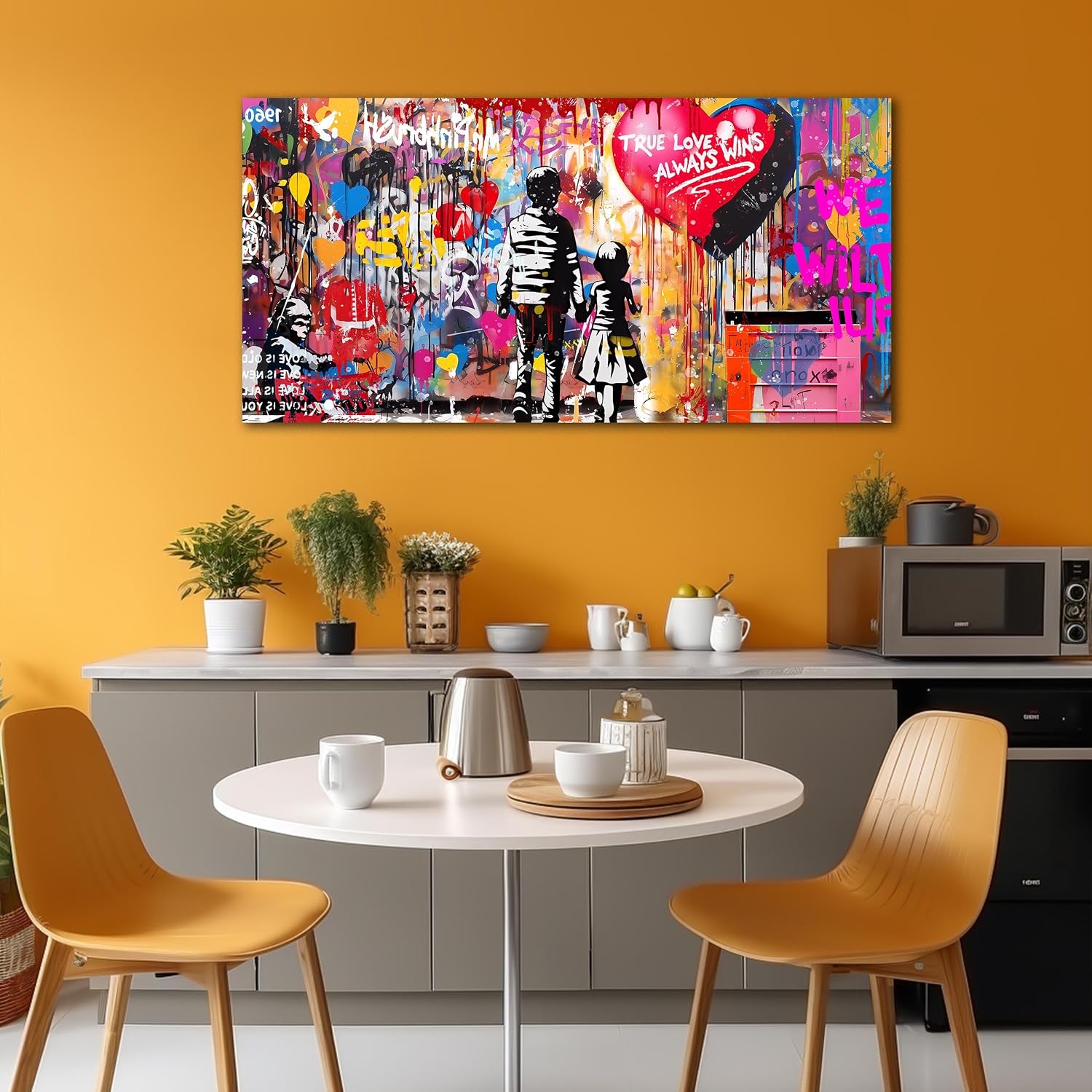 Graffiti Canvas Wall Art For Living Room Large Colorful Wall Art For Office Banksy Wall Decor Teen Bedroom Size 29 x 58 Inch