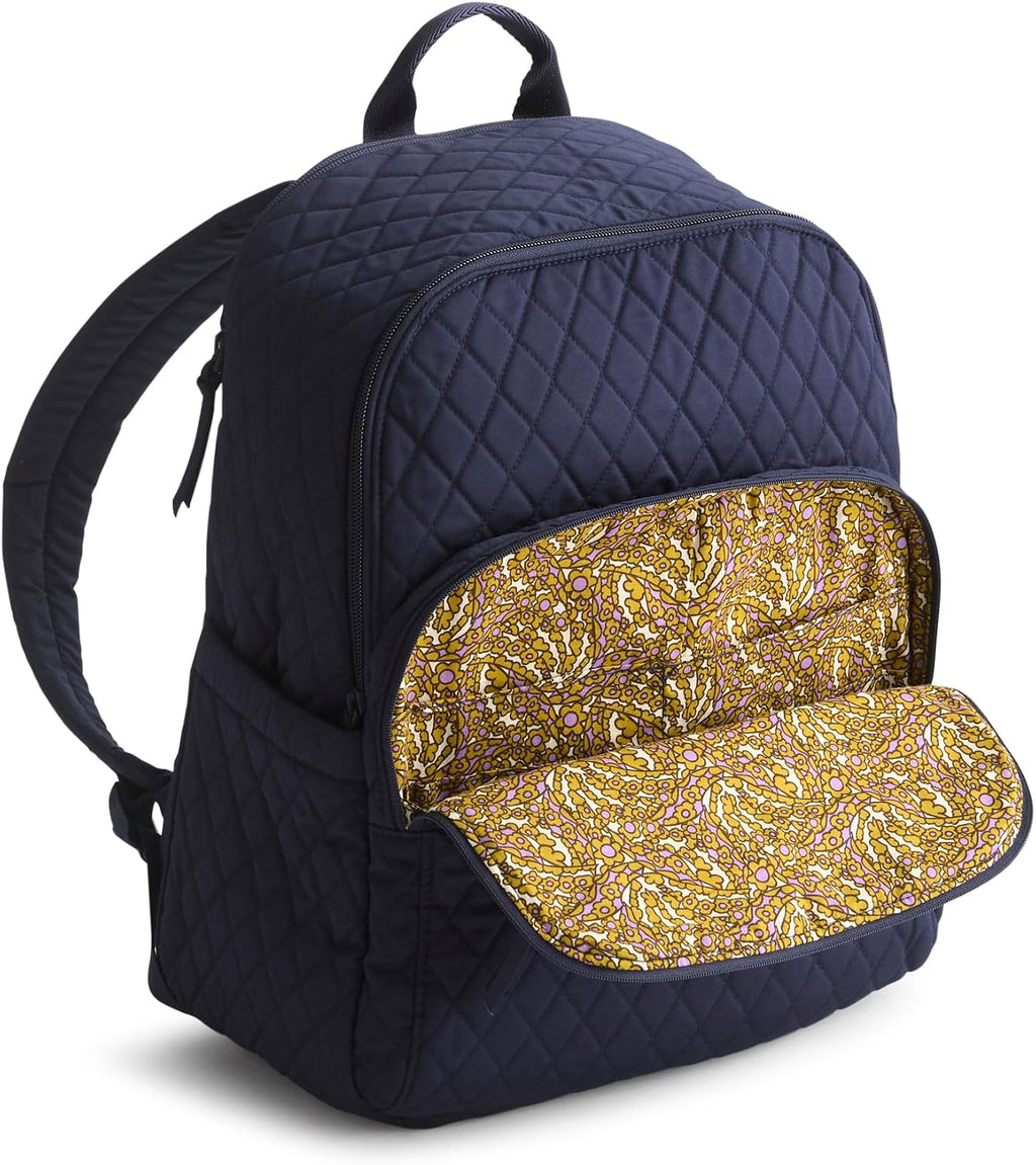 Vera Bradley Women's Premium Cotton Bancroft Backpack, Peacoat, One Size