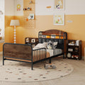 Modern Upholstered Platform Bed Frame with App Controlled LED Lights Storage Headboard Full Length Guardrails Low Profile Design Metal Structure for Bedroom (Black+Storage Shelves,Twin)