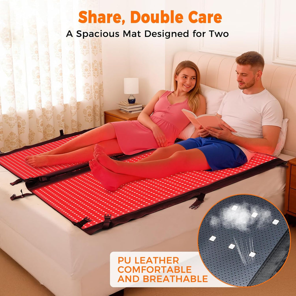 2570 LEDs Dual Full Body Red Light Therapy Mat, Red Light Therapy Blanket, 2570pcs 2in1 LEDs(660nm& 850nm), Premium Leather, Adjustable Timer & Intensity