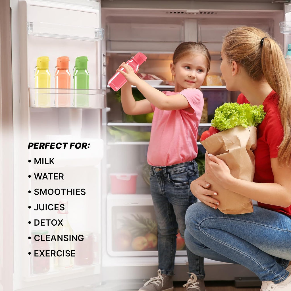 Bulk Multicolor Water Bottles Set of 192 10oz Leak Proof with Carry Strap Square Reusable for Kids and Adults BPA-Free Dishwasher-Safe