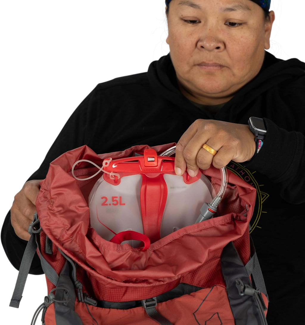 Osprey Tempest 33L Women's Lightweight Hiking Backpack - Daypack for Travel & Camping, Red Pampas/Coal Grey, Extended Fit