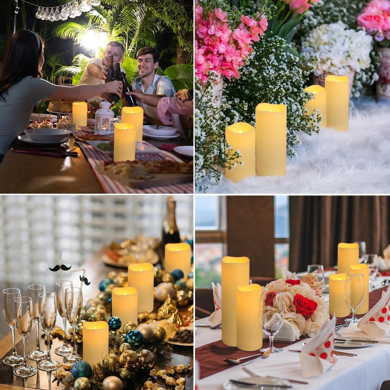YOROXRG Set of 72 Waterproof Outdoor Flameless Candles, LED Candles with 4 Remote and Timer,(H 4' 5' 6' x D 2.2'),for Halloween Wedding Festiv