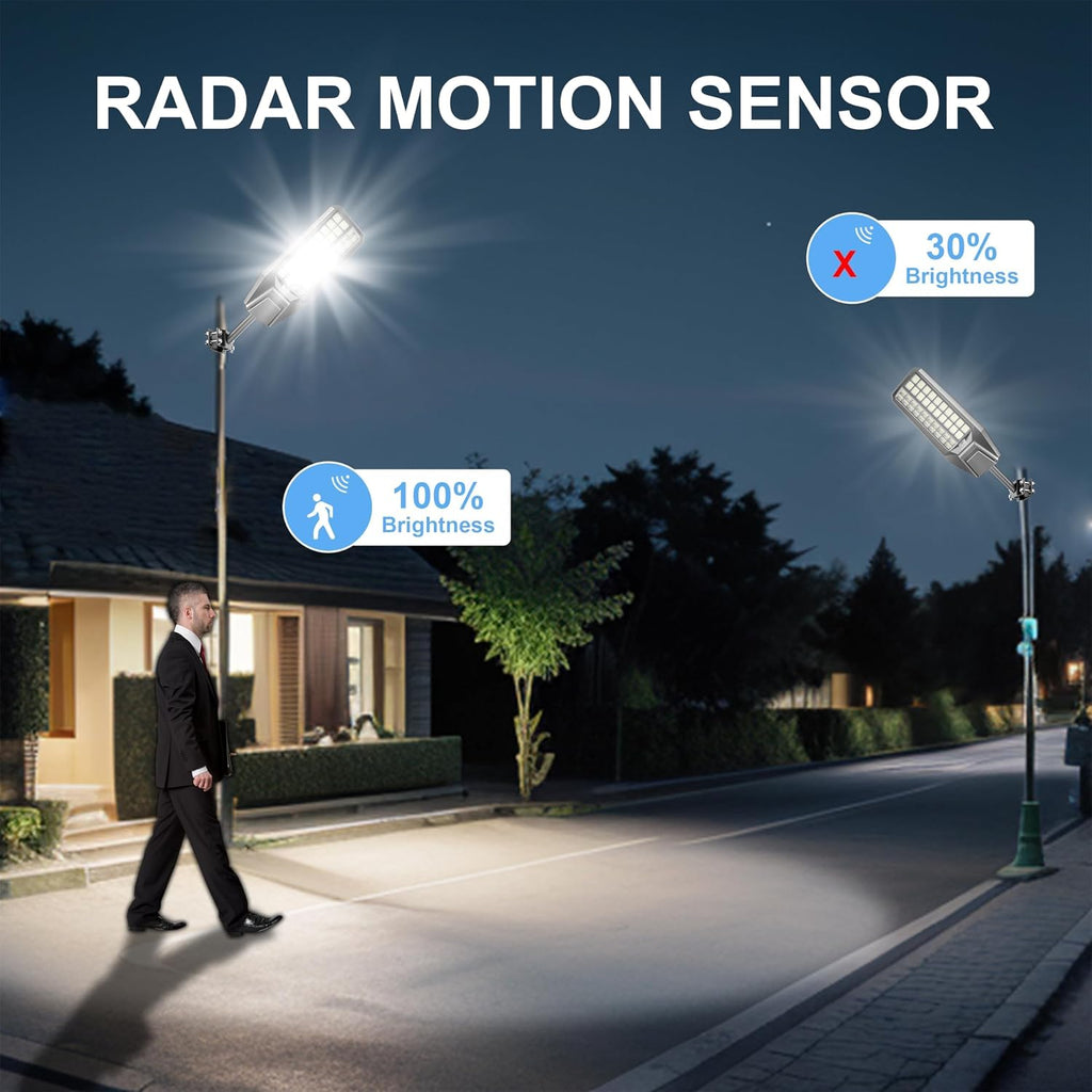 loyoele 900000LM 10000W Solar Street Lights Outdoor – LED Solar Light with Motion Detection, Dusk to Dawn, Weatherproof, Ideal for Security Lighting in Driveways and Parking Lots