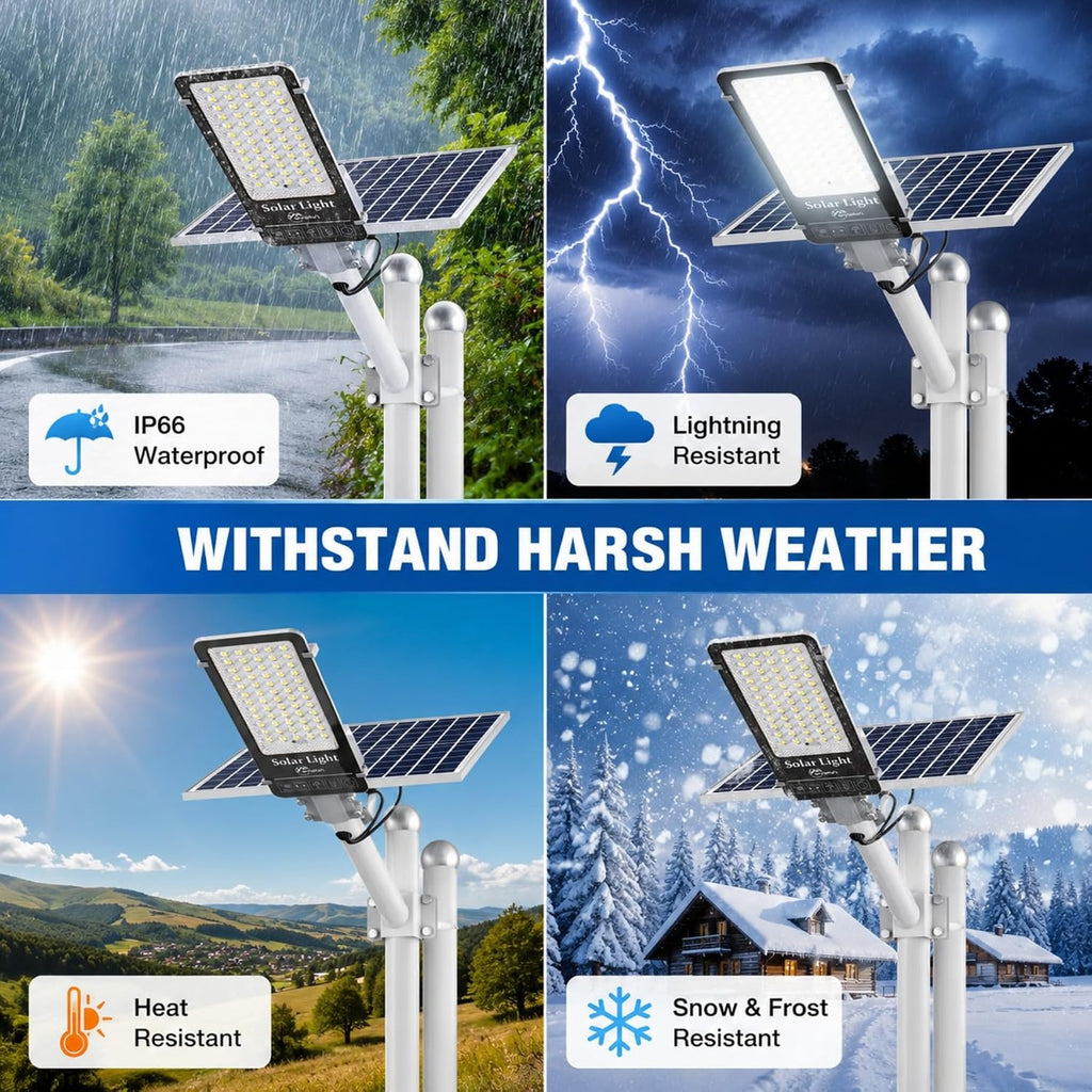 WYWNA 10000W Solar Street Lights Outdoor, Super Bright Commercial Solar Security Light with Remote, Dusk to Dawn Waterproof Lighting for Parking Lot, Driveway, Garage & Farm