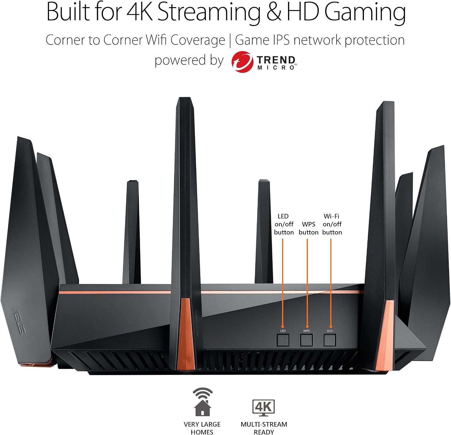 ASUS ROG Rapture WiFi Gaming Router (GT-AC5300) - Tri Band Gigabit Wireless Router, Quad-Core CPU, WTFast Game Accelerator, 8 GB Ports, AiMesh Compatible, Included Lifetime Internet Security