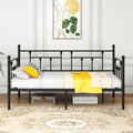 Metal Daybed Frame with Steel Slats Platform Furniture, Twin Size with Multifunctional Mattress Foundation, Black